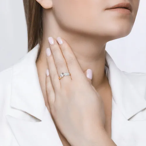 Inel din aur roșu cu Cubic Zirconia Incolor