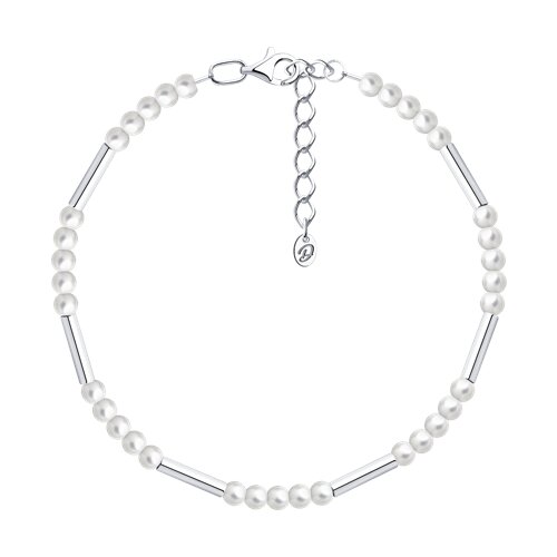 Браслет из серебра с камнями Жемчуг имит.