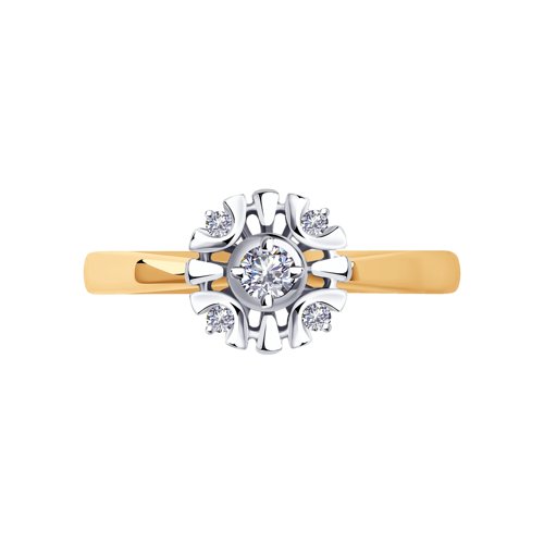 Inel din aur alb și roșu cu pietre Diamant