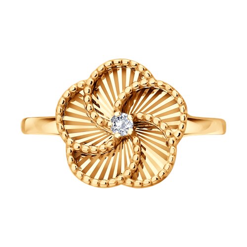 Inel din aur roșu cu pietre Cubic Zirconia Incolor