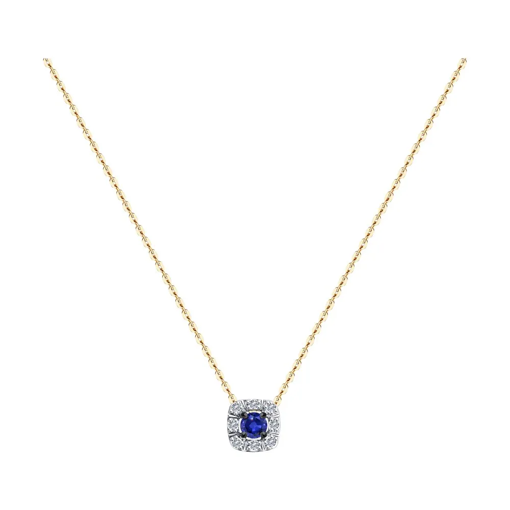 Colier din aur roșu cu Diamant, Safir