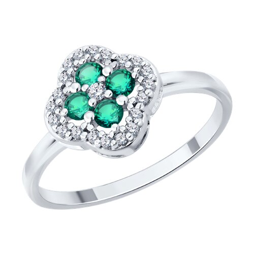 Inel din argint  cu pietre Cubic Zirconia Incolor, Smarald