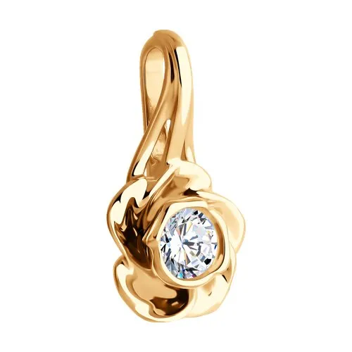Pandantiv din aur roșu cu Cubic Zirconia Incolor