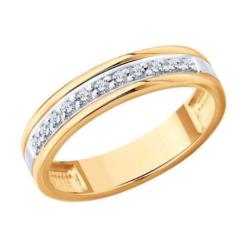 Обручальное кольцо из красного золота с камнями Бриллиант