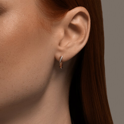 Cercei din aur roșu cu pietre Cubic Zirconia Incolor
