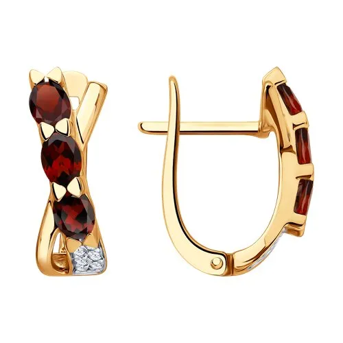 Cercei din aur roșu cu Cubic Zirconia Incolor, Granat