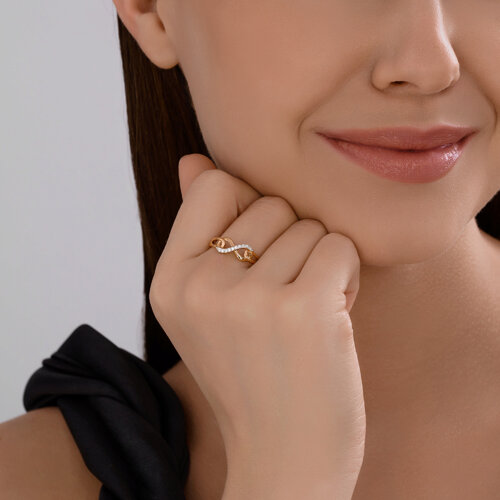 Inel din aur roșu cu pietre Cubic Zirconia Incolor