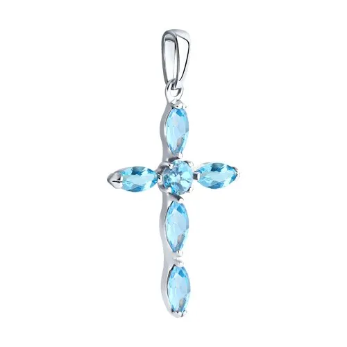 Cruce din argint cu Topaz albastru