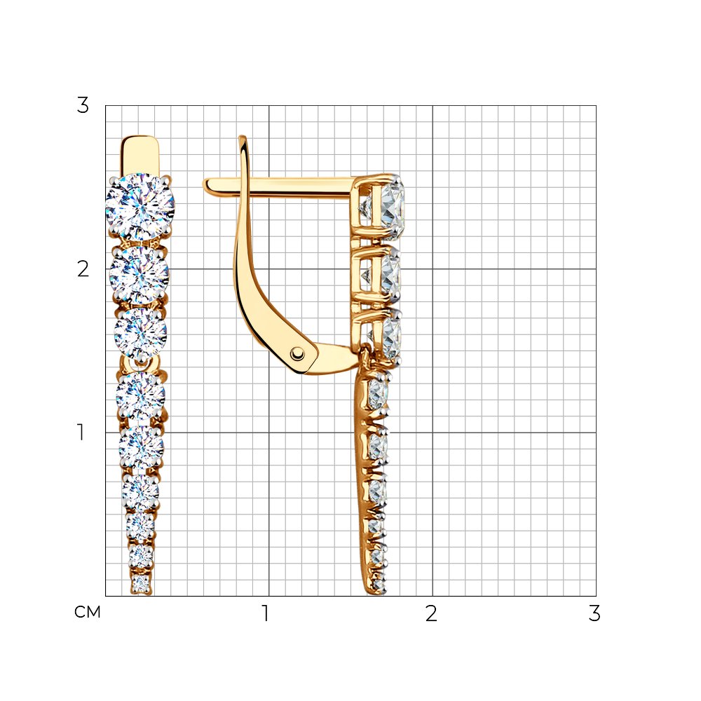 Cercei Suspendați din aur roșu cu pietre Cubic Zirconia Incolor