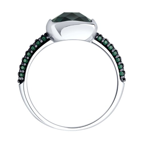 Inel din argint  cu pietre Cubic Zirconia Verde, Cuart Verde (sint.)