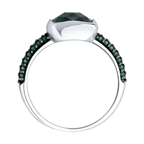 Inel din argint cu Cubic Zirconia Verde, Cuart Verde (sint.)
