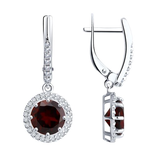 Cercei Suspendați din argint  cu pietre Cubic Zirconia Incolor, Granat