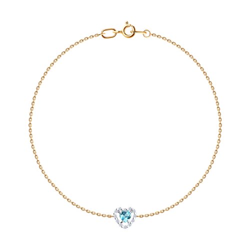 Brățară Love din aur roșu cu pietre Cubic Zirconia Incolor, Topaz Swiss