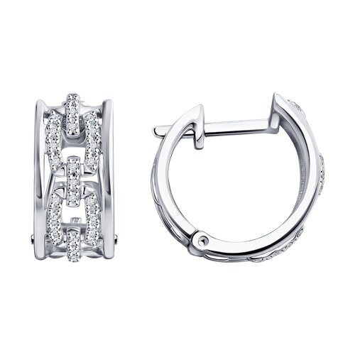 Cercei din aur alb cu pietre Diamant