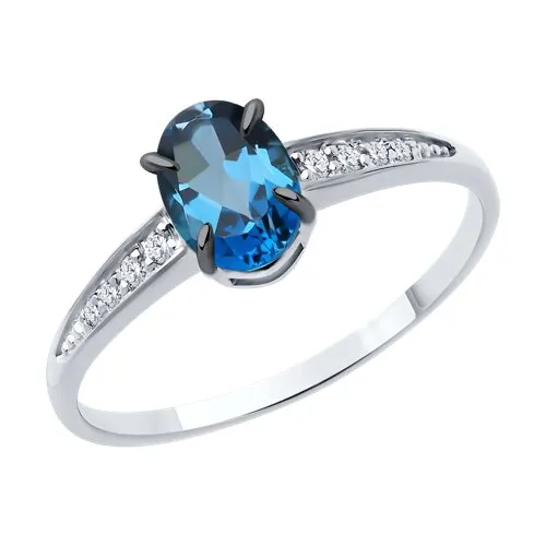 Inel din aur alb cu Cubic Zirconia Incolor, Topaz London