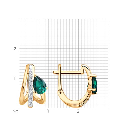 Cercei din aur roșu cu pietre Diamant, Smarald