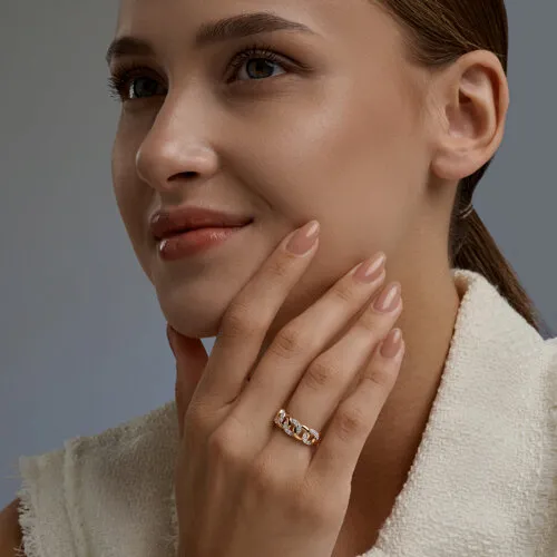 Inel din aur roșu cu Cubic Zirconia Incolor