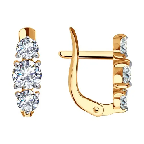 Cercei din aur roșu cu Cubic Zirconia Incolor