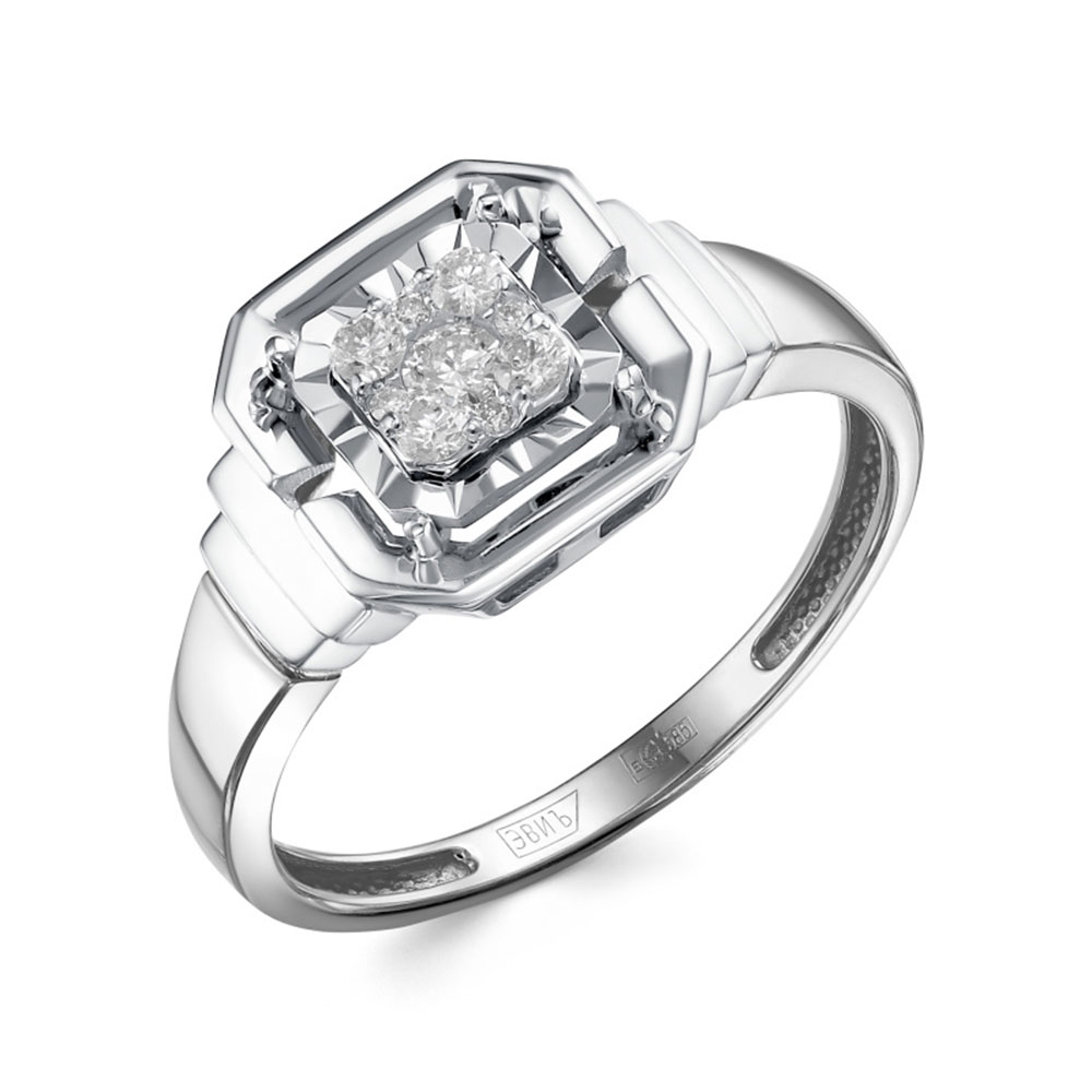 Inel din aur alb cu pietre Diamant