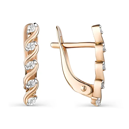 Cercei din aur roșu cu Cubic Zirconia Incolor