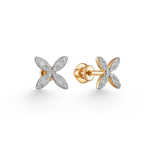 Cercei Pusete din aur roșu cu pietre Cubic Zirconia Incolor