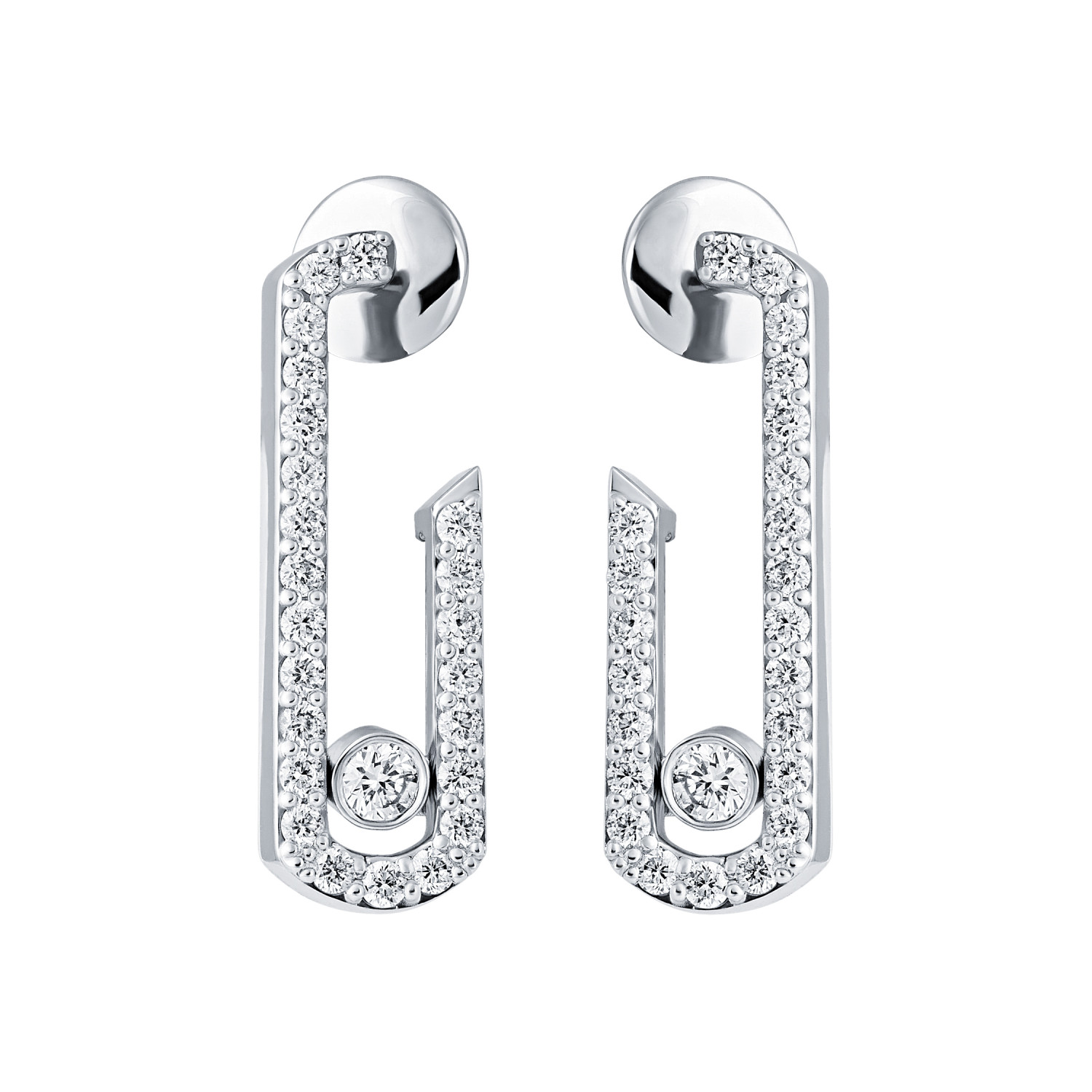 Серьги Пусеты из белого золота с камнями Бриллиант