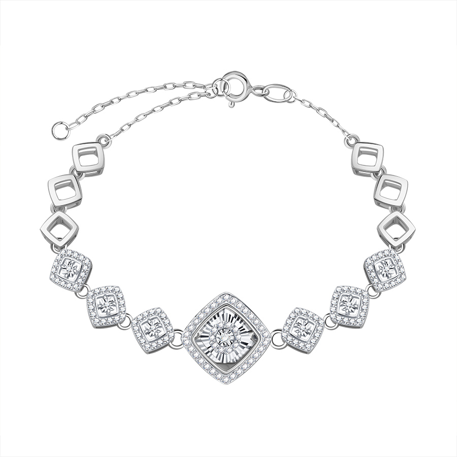 Браслет из белого золота с камнями Бриллиант