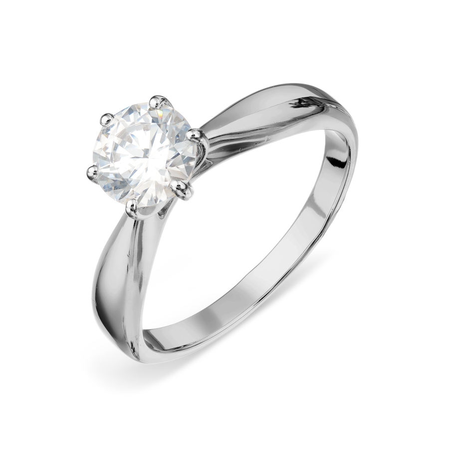 Кольцо из белого золота с камнями Swarovski