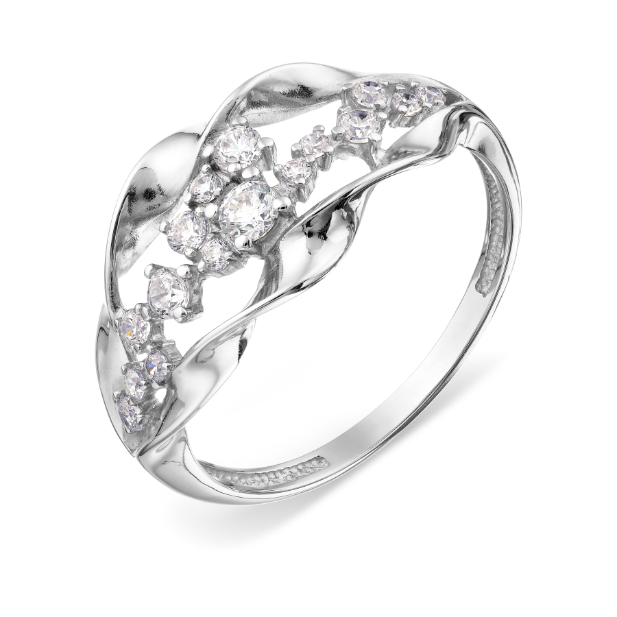 Inel din aur alb cu pietre Cubic Zirconia Incolor
