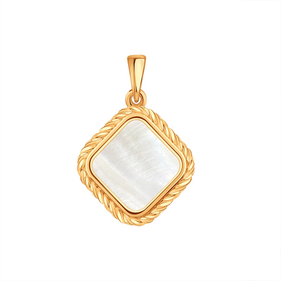 Pandantiv din aur roșu cu pietre Sidef Alb