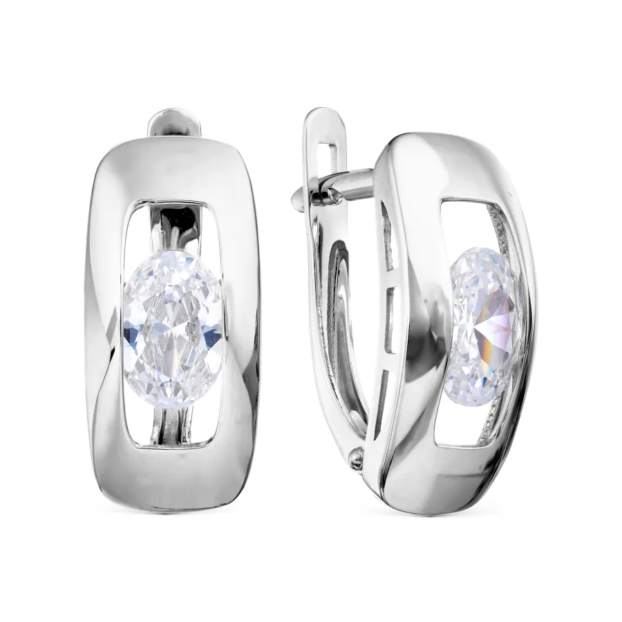 Cercei din aur alb cu Cubic Zirconia Incolor