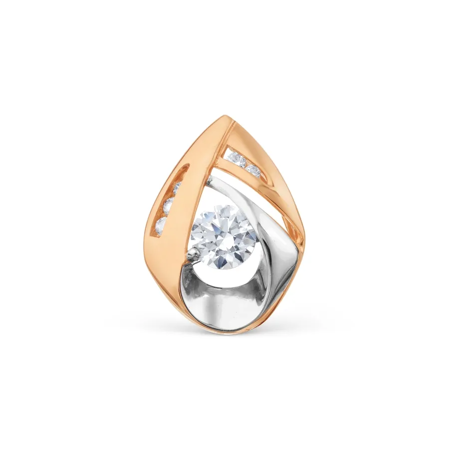 Pandantiv din aur roșu cu Cubic Zirconia Incolor