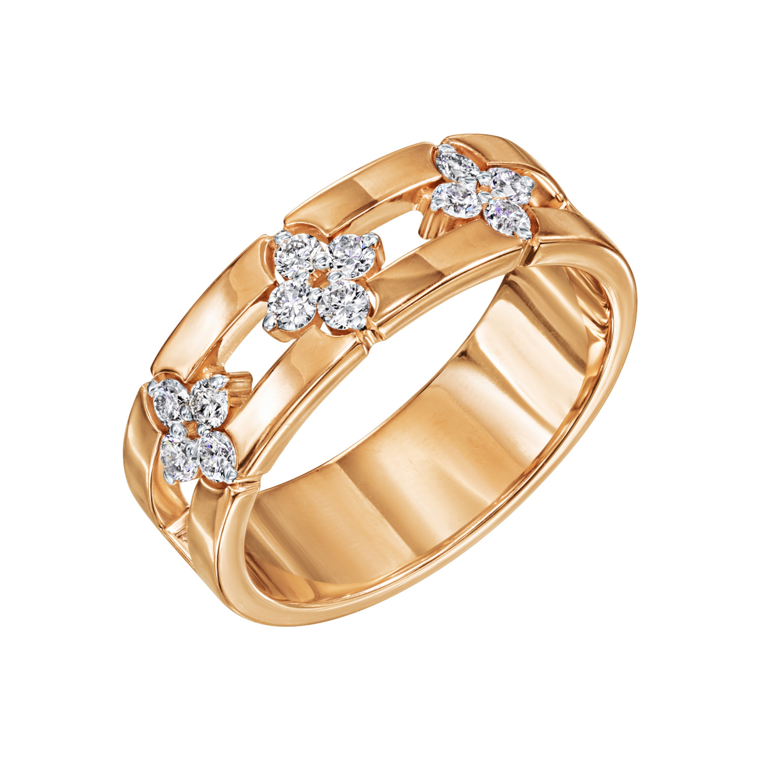 Кольцо из красного золота с камнями Бриллиант