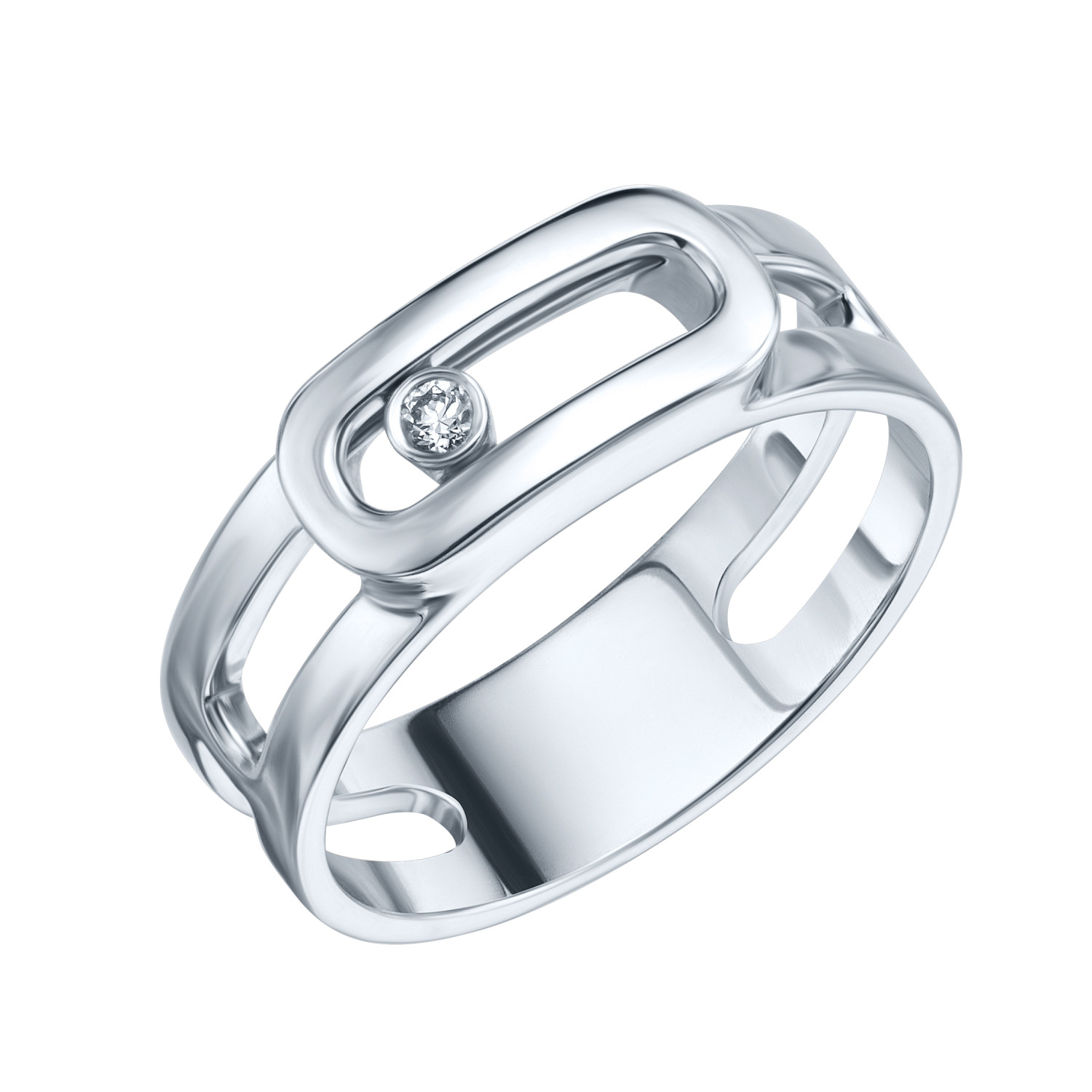 Кольцо из белого золота с камнями Бриллиант