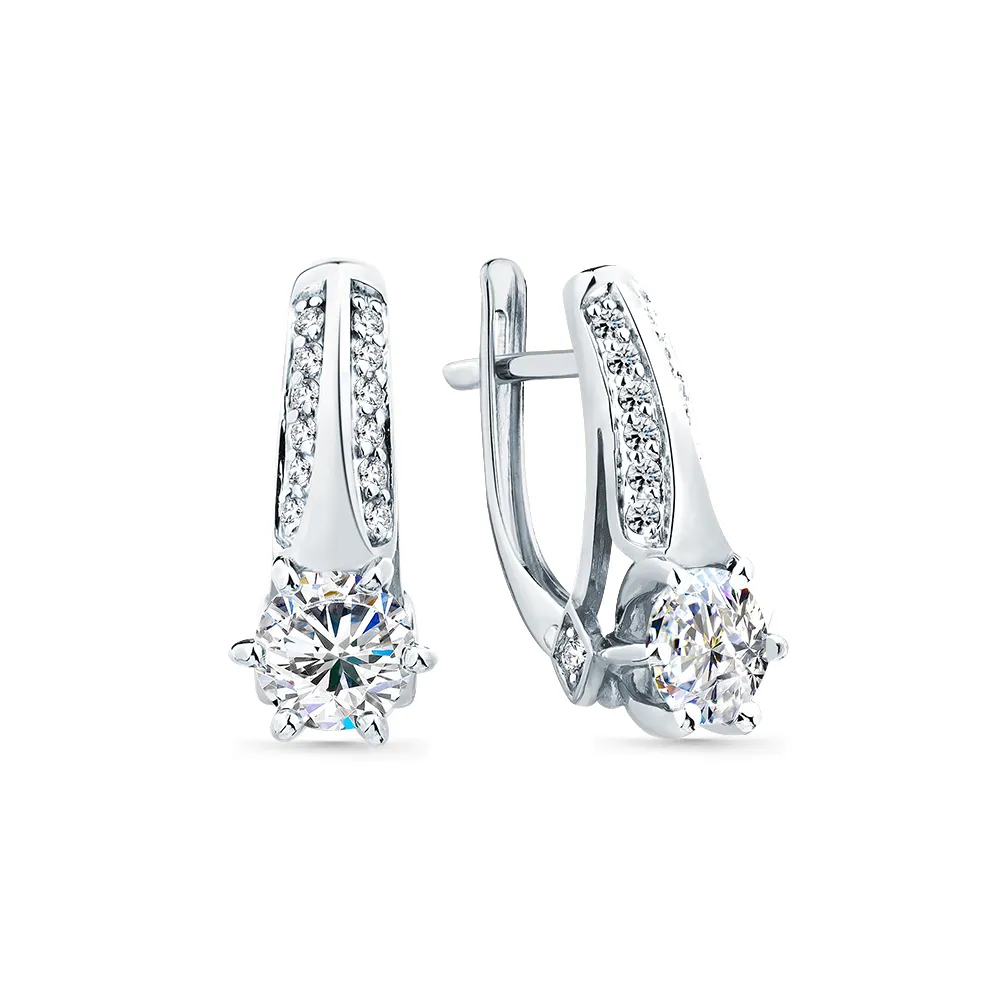 Cercei din aur alb cu Cubic Zirconia Incolor