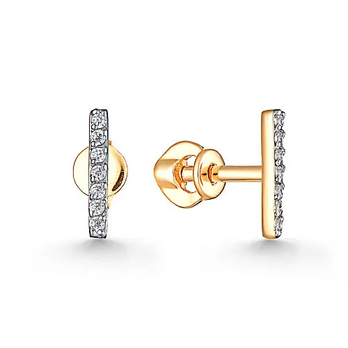 Cercei Pusete din aur roșu cu Cubic Zirconia Incolor