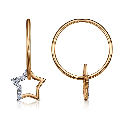 Cercei Creole din aur roșu cu Cubic Zirconia Incolor