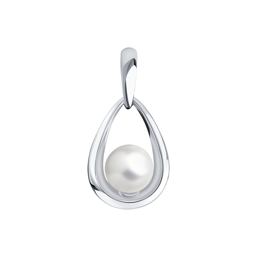 Подвеска из белого золота с камнями Жемчуг белый
