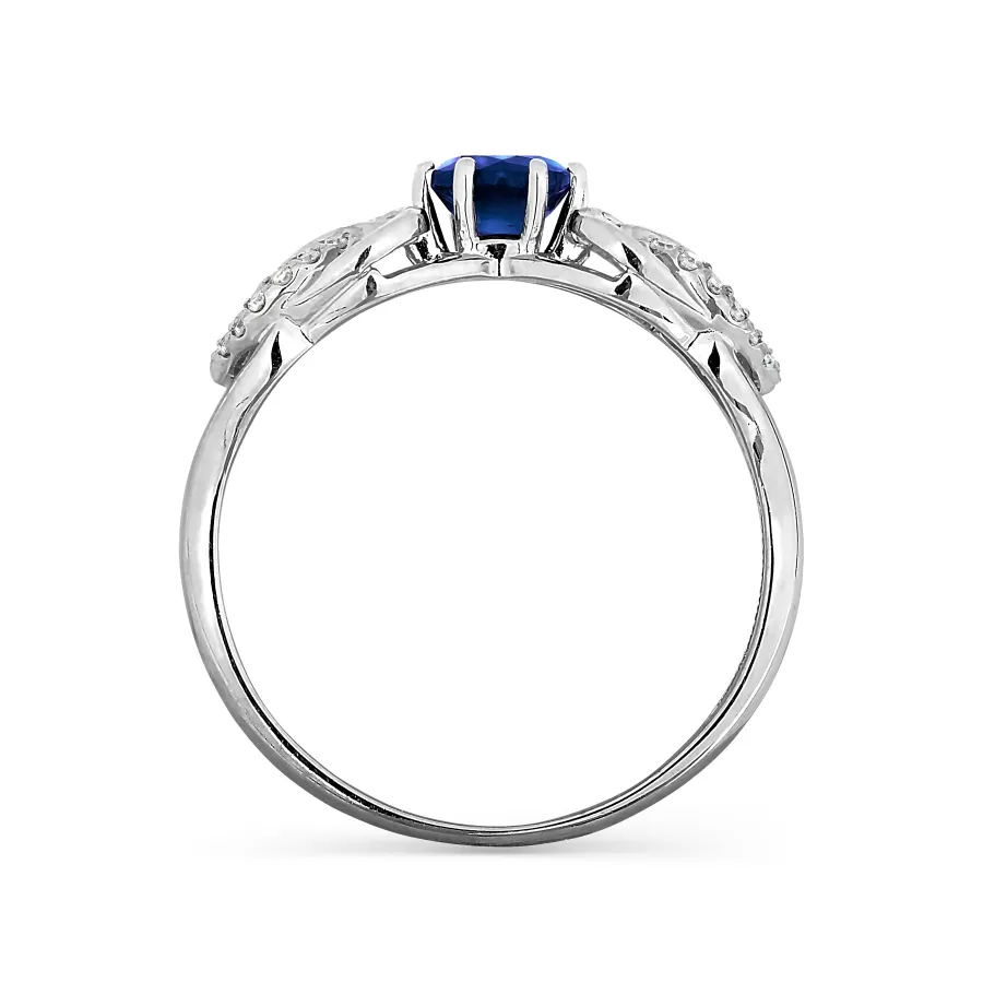 Inel din aur alb cu Diamant, Safir