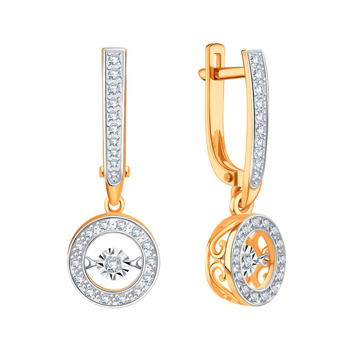 Cercei Suspendați din aur roșu cu pietre Diamant