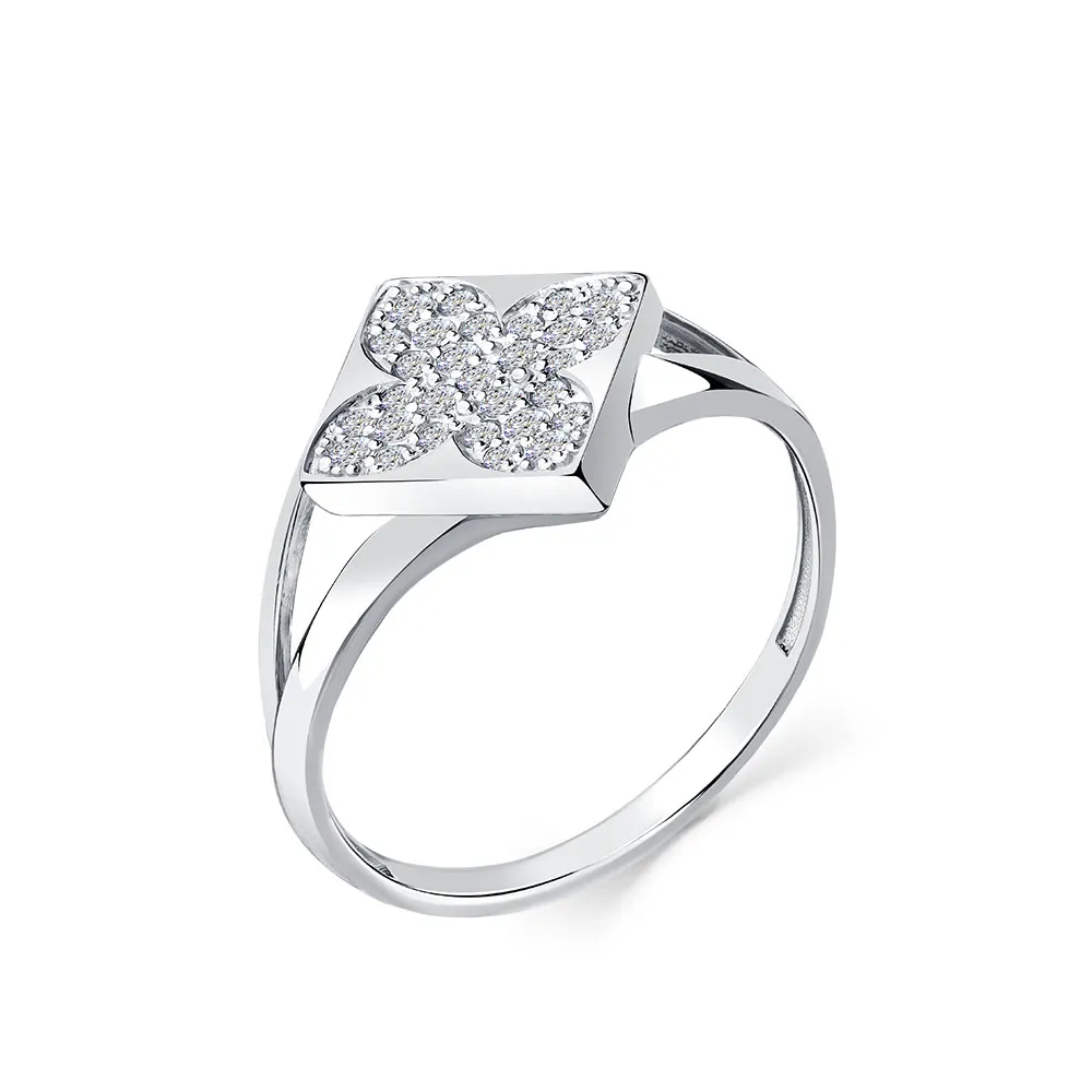 Inel din aur alb cu Cubic Zirconia Incolor