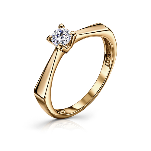 Кольцо из красного золота с камнями Фианит