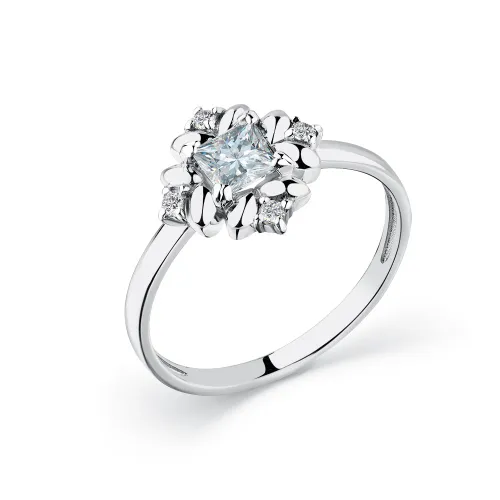 Inel din aur alb cu Cubic Zirconia Incolor