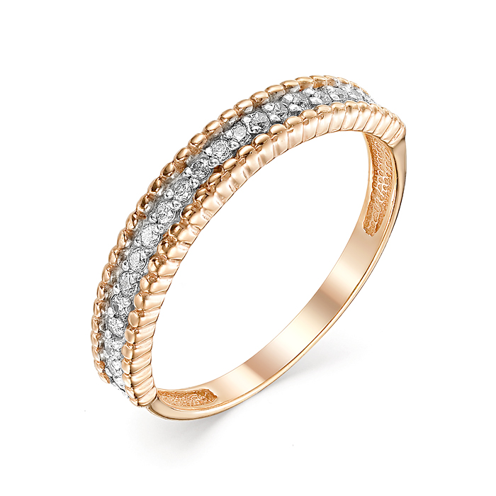 Inel din aur roșu cu pietre Cubic Zirconia Incolor