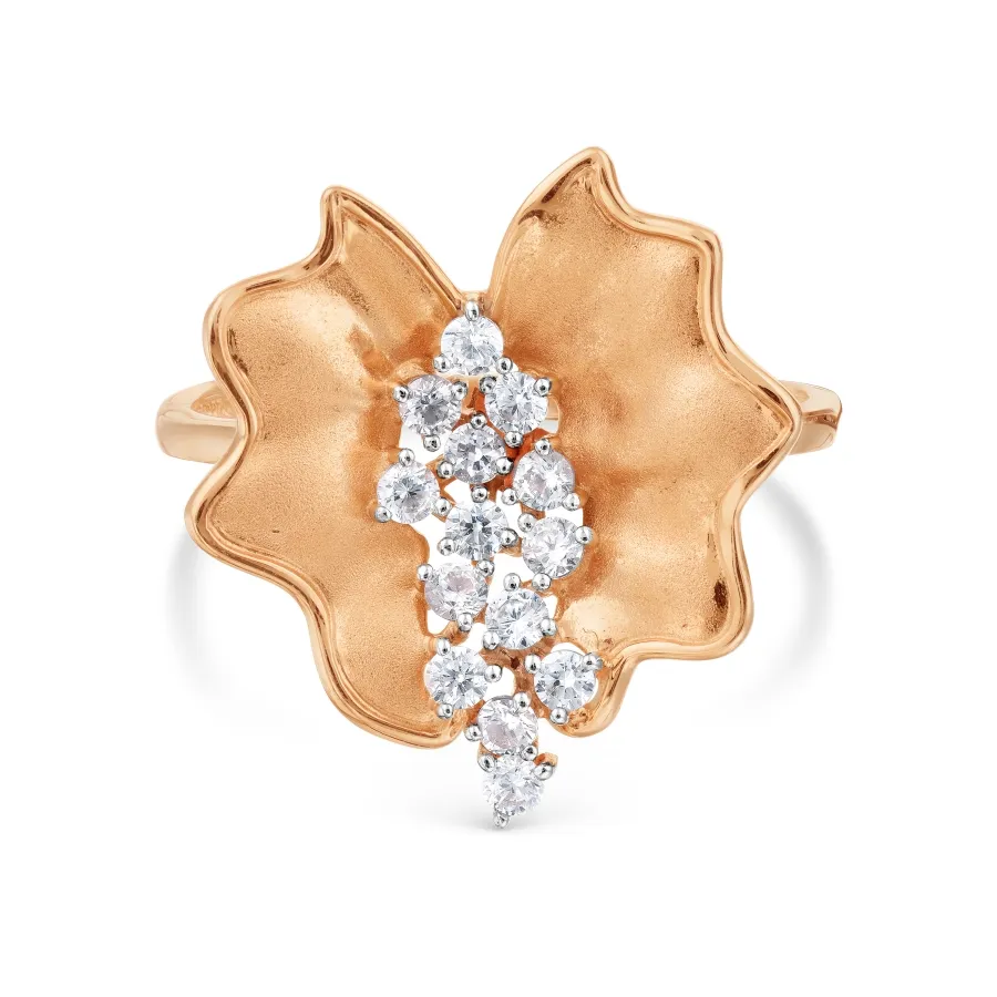 Inel din aur roșu cu Cubic Zirconia Incolor