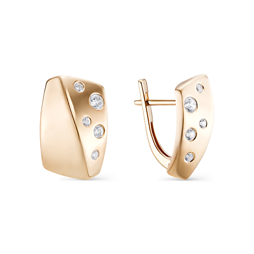 Cercei din aur roșu cu pietre Cubic Zirconia Incolor