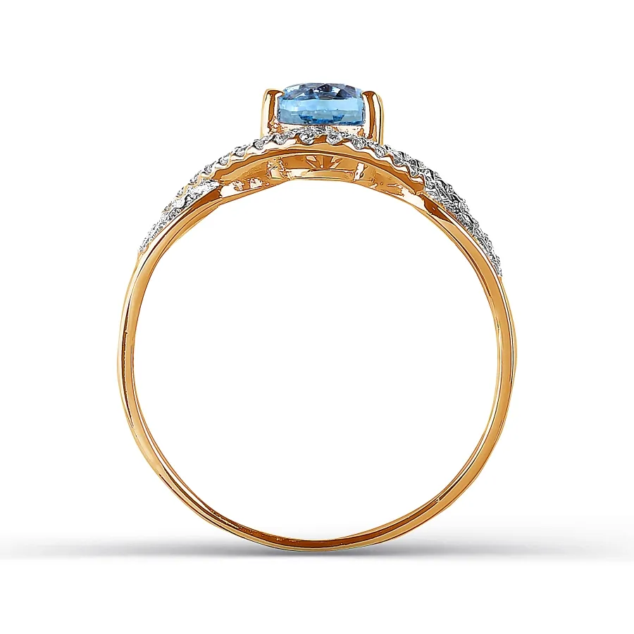 Inel din aur roșu cu Cubic Zirconia Incolor, Topaz