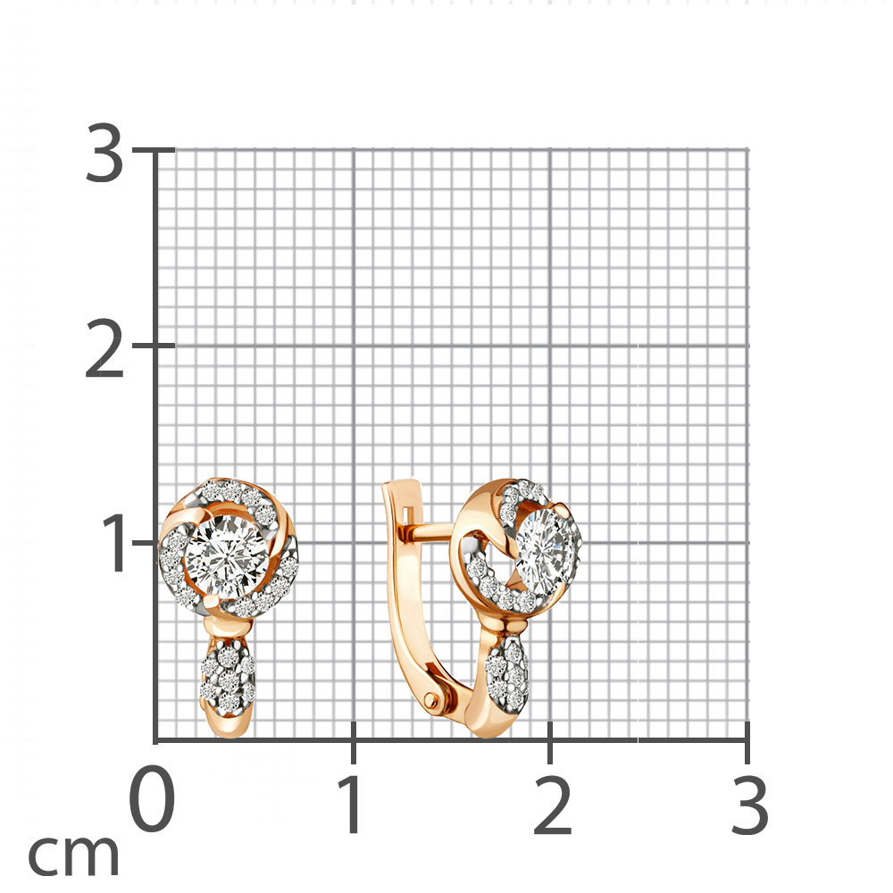 Cercei din aur roșu cu pietre Diamant