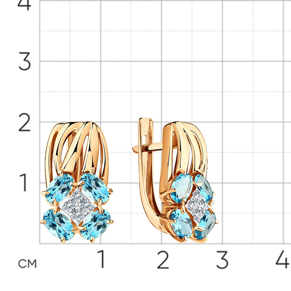 Cercei din aur roșu cu Cubic Zirconia Incolor, Topaz Swiss