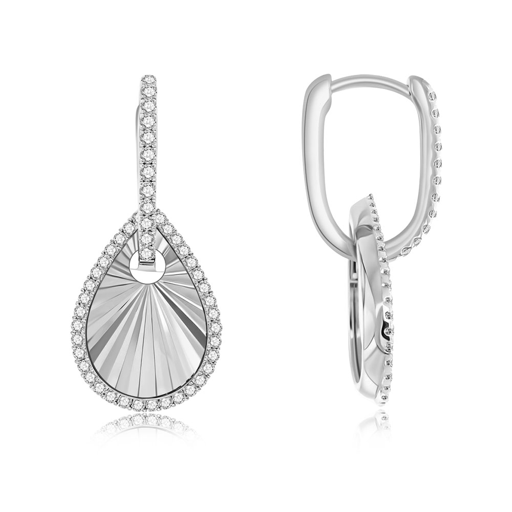 Серьги Конго из белого золота с камнями Бриллиант